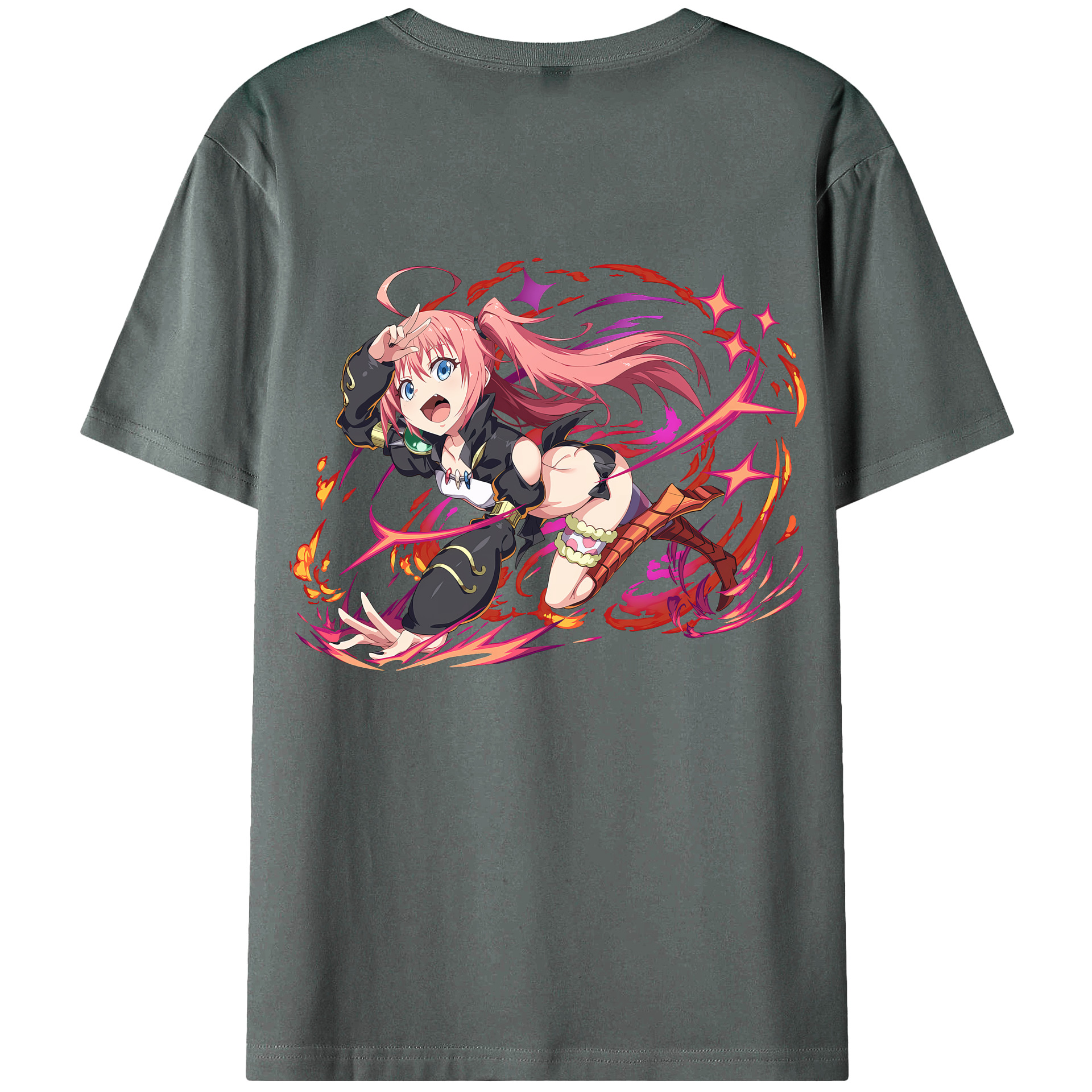 （画像用） 転スラ Regarding Reincarnated to Slime 綿100％ メンズ半袖Tシャツ（バックプリント） 通気性